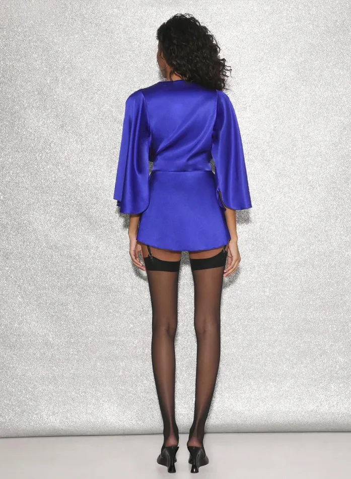 Robes Lingerie Fleur Du Mal Angel Sleeve Robe Electric Blue