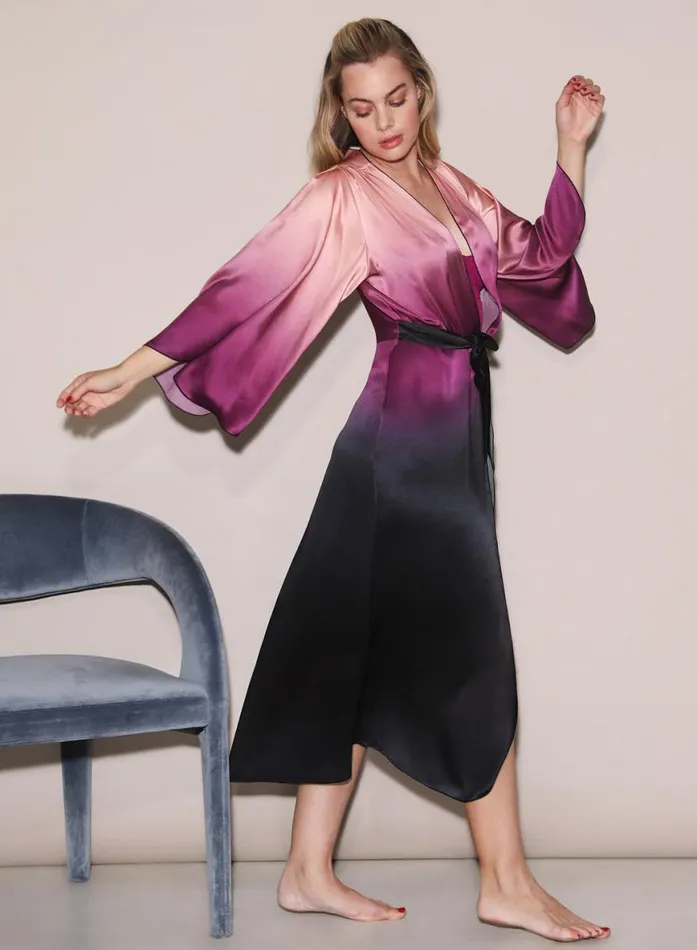 Robes Lingerie Fleur Du Mal Long Angel Sleeve Robe Ombre Print