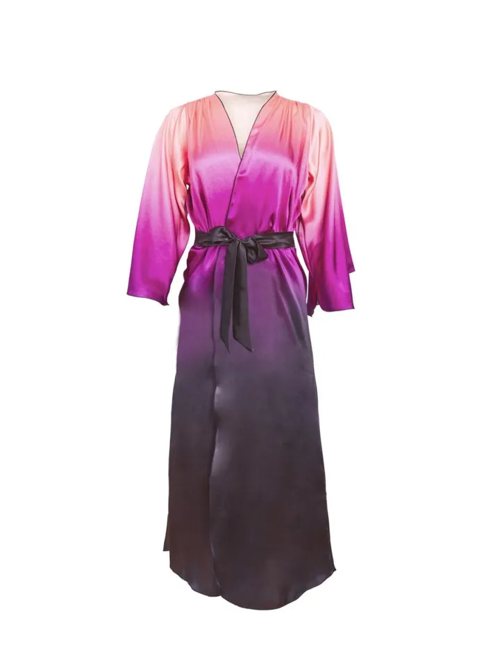 Robes Lingerie Fleur Du Mal Long Angel Sleeve Robe Ombre Print