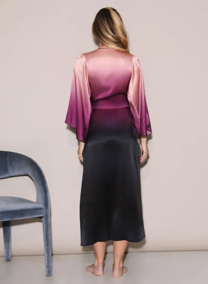 Robes Lingerie Fleur Du Mal Long Angel Sleeve Robe Ombre Print