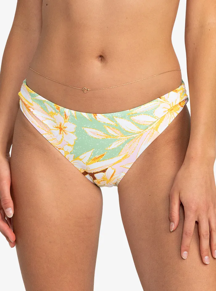 Roxy Bikini Bottoms Printed Beach Classics Strap Hipste Bikini Bottoms Quiet Green Coast 2 Coast 8211 Womens
