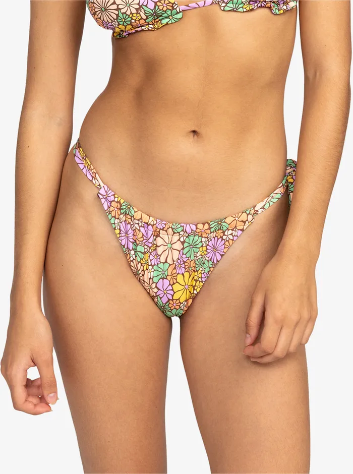 Roxy Bikinis All About Sol Cheeky Tie Side Bikini Bottoms Root Beer All About Sol Mini 8211 Womens