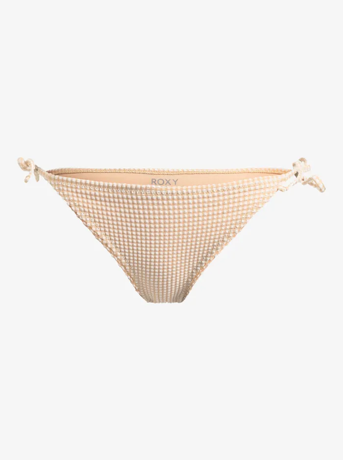 Roxy Bikinis Gingham Tie Side Cheeky Bikini Bottoms Porcini 8211 Womens