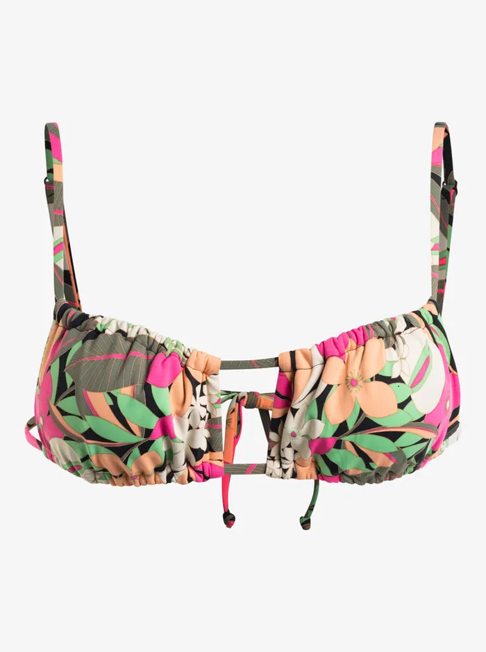 Roxy Bikinis Printed Beach Classics Bralette Bikini Top Anthracite Palm Song S 8211 Womens