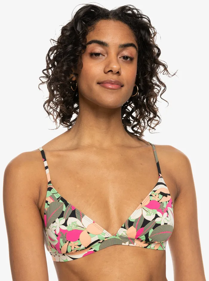 Roxy Bikinis Printed Beach Classics Fixed Triangle Bikini Top Anthracite Palm Song S 8211 Womens Roxy Bikinis Printed Beach Classics Fixed Triangle Bikini Top Anthracite Palm Song S 8211 Womens