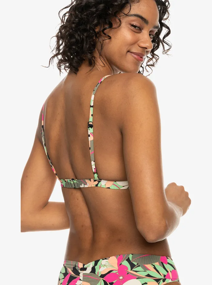 Roxy Bikinis Printed Beach Classics Fixed Triangle Bikini Top Anthracite Palm Song S 8211 Womens