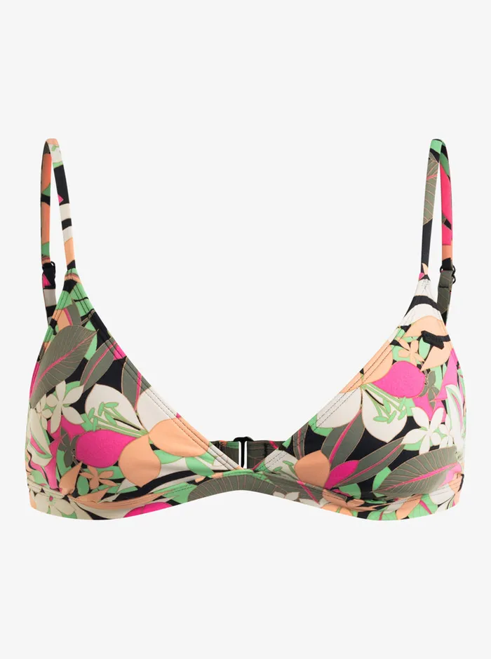 Roxy Bikinis Printed Beach Classics Fixed Triangle Bikini Top Anthracite Palm Song S 8211 Womens