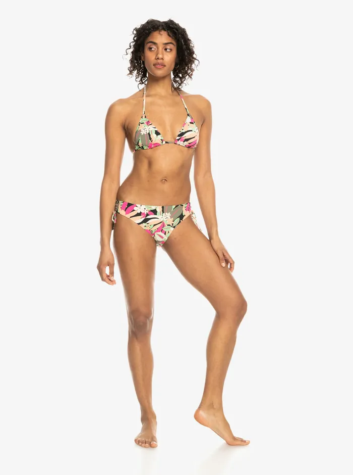 Roxy Bikinis Printed Beach Classics Hipster SideTie Bikini Bottoms Anthracite Palm Song S 8211 Womens