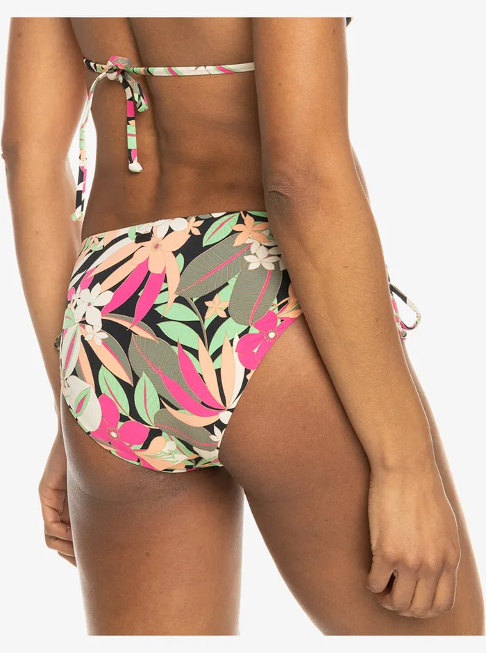 Roxy Bikinis Printed Beach Classics Hipster SideTie Bikini Bottoms Anthracite Palm Song S 8211 Womens