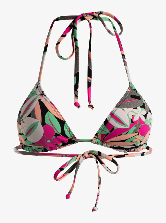 Roxy Bikinis Printed Beach Classics Mini Tiki Tri Bikini Top Anthracite Palm Song S 8211 Womens