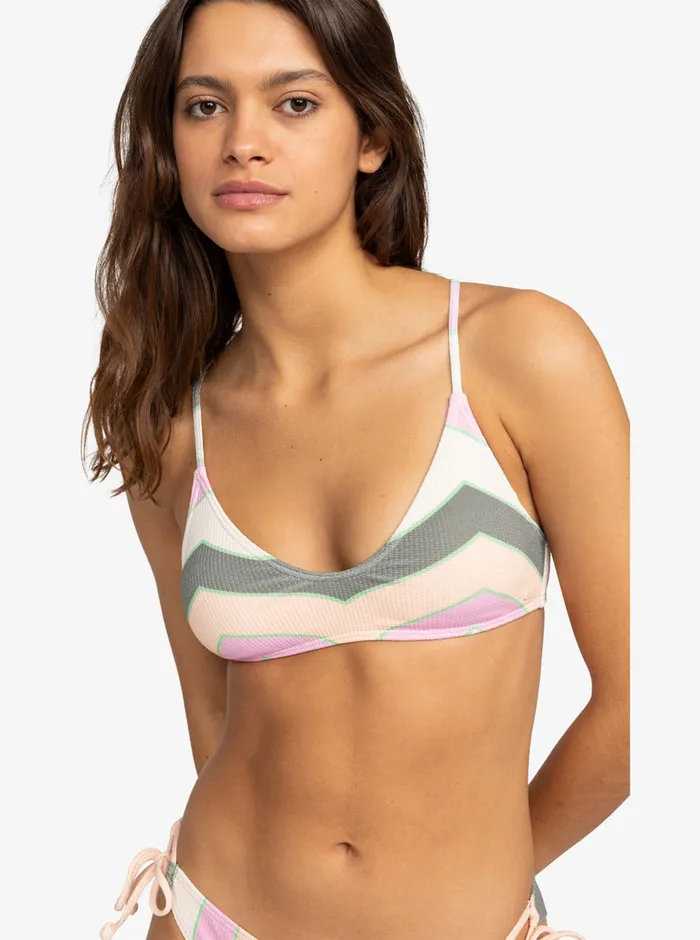 Roxy Bikinis Vista Stripe Strappy Bra Bikini Top Agave Green Very Vista Stripe 8211 Womens