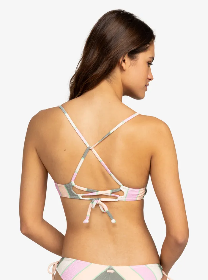 Roxy Bikinis Vista Stripe Strappy Bra Bikini Top Agave Green Very Vista Stripe 8211 Womens