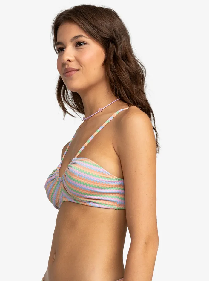 Roxy Bikinis Wavy Stripe Fashion Bralette Bikini Top Papaya Wavy Stripe S 8211 Womens