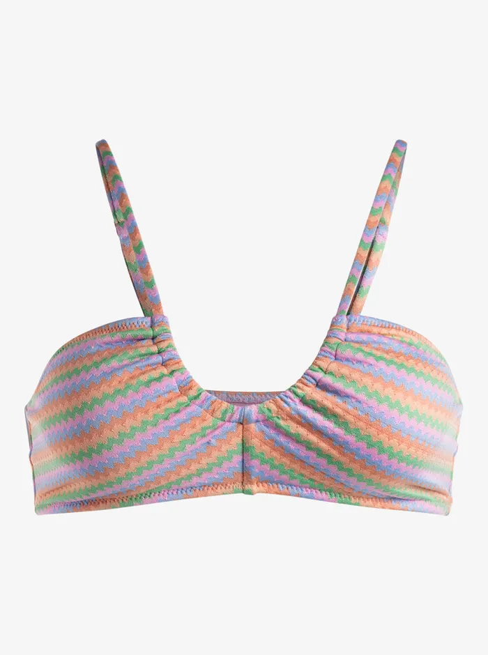 Roxy Bikinis Wavy Stripe Fashion Bralette Bikini Top Papaya Wavy Stripe S 8211 Womens