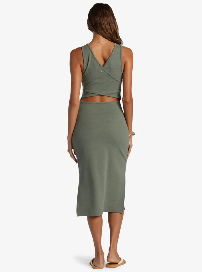 Roxy Dresses Good Keepsake Midi Dress Agave Green 8211 Womens