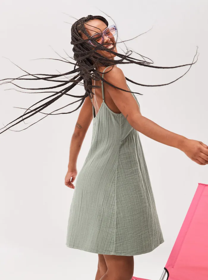Roxy Dresses Santorini Slip Dress II Dress Agave Green 8211 Womens