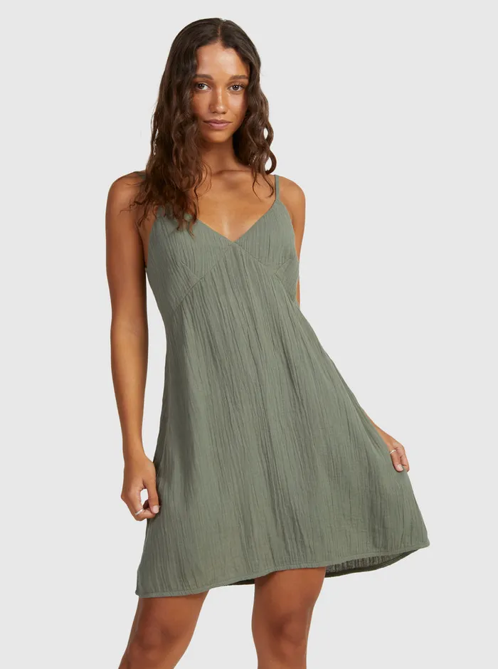 Roxy Dresses Santorini Slip Dress II Dress Agave Green 8211 Womens