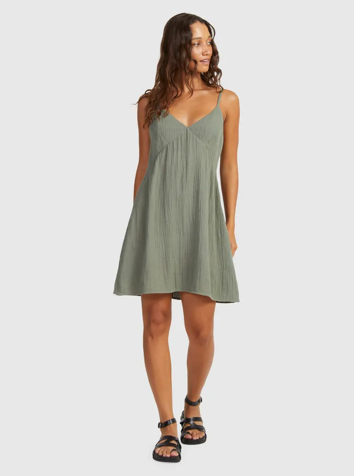 Roxy Dresses Santorini Slip Dress II Dress Agave Green 8211 Womens