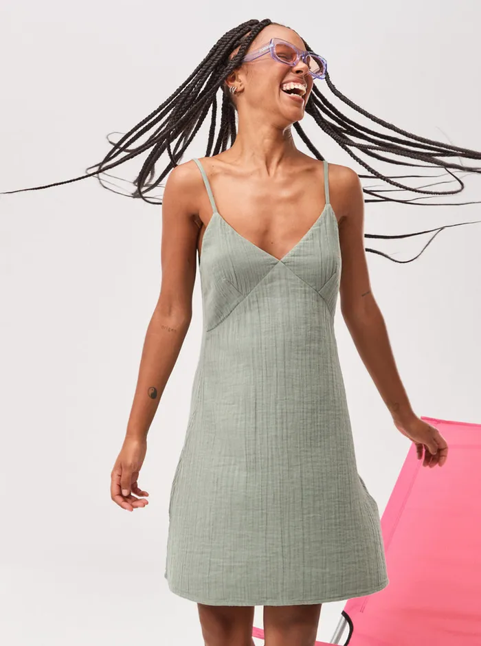 Roxy Dresses Santorini Slip Dress II Dress Agave Green 8211 Womens