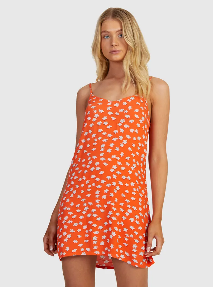 Roxy Dresses Shine A Light Slip Dress Tiger Lily Flower Rain 8211 Womens