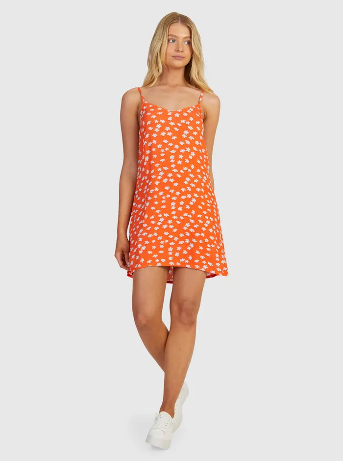 Roxy Dresses Shine A Light Slip Dress Tiger Lily Flower Rain 8211 Womens