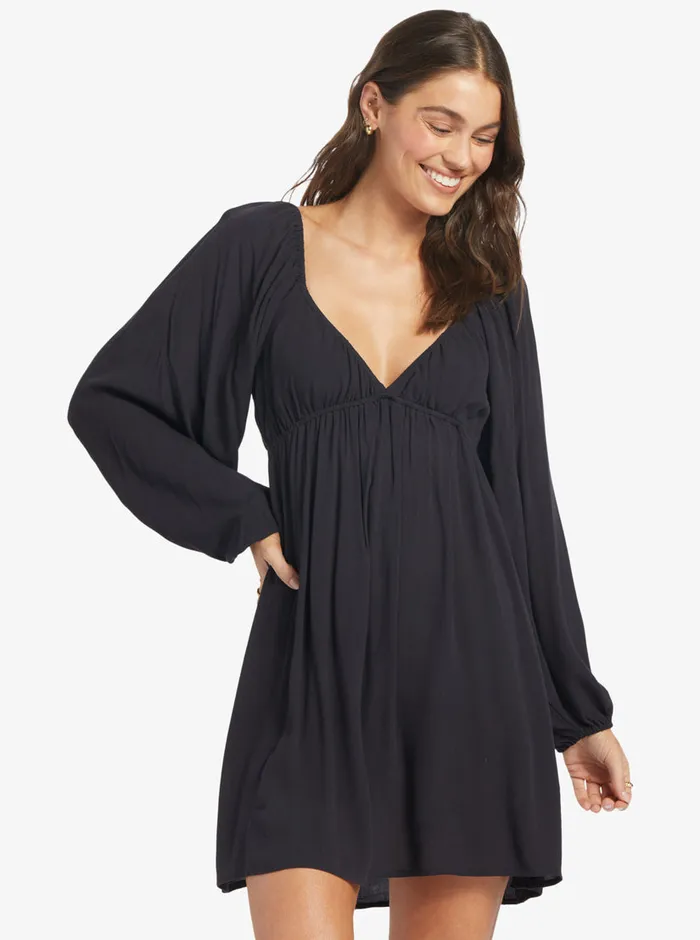 Roxy Dresses Sweetest Shores Dress Solid Dress Anthracite 8211 Womens