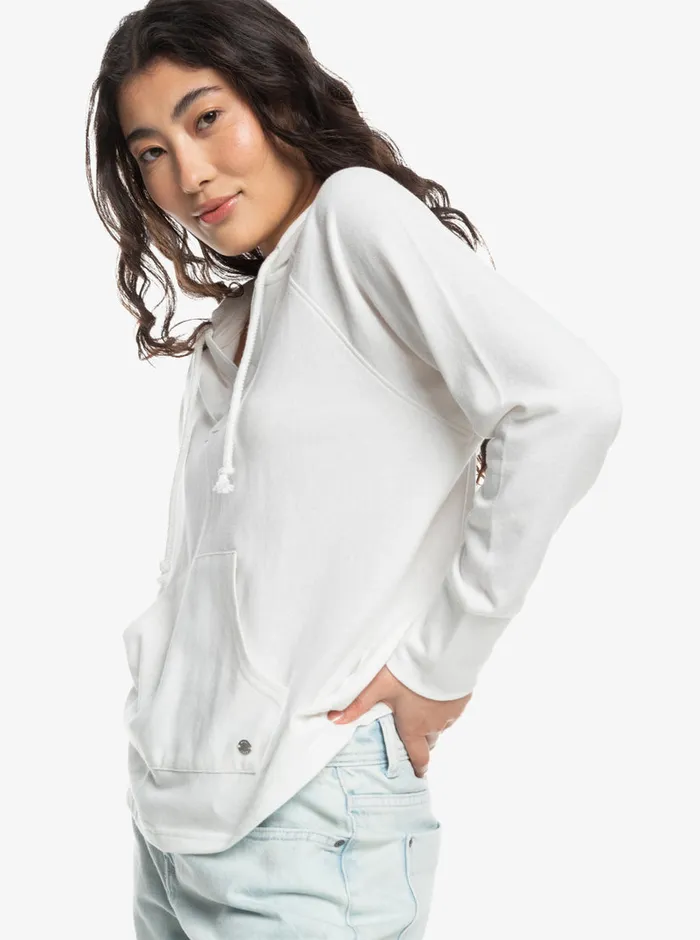 Roxy Fleece and Hoodies Destination Surf LongSleeve Hooded Top Snow White 8211 Womens