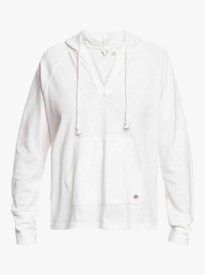 Roxy Fleece and Hoodies Destination Surf LongSleeve Hooded Top Snow White 8211 Womens