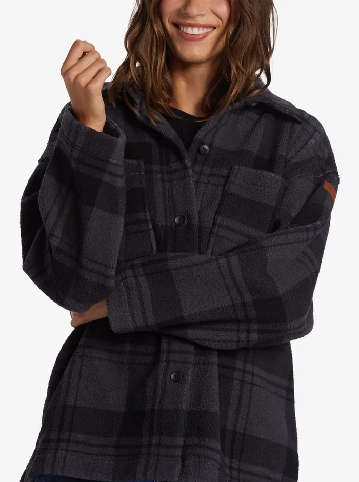 Roxy Fleece and Hoodies Next Adventure Printed ZipUp Fleece Shirt Turbulence Swell Check 8211 Womens