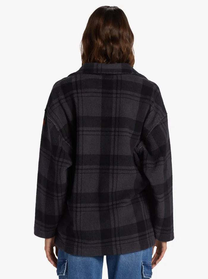 Roxy Fleece and Hoodies Next Adventure Printed ZipUp Fleece Shirt Turbulence Swell Check 8211 Womens