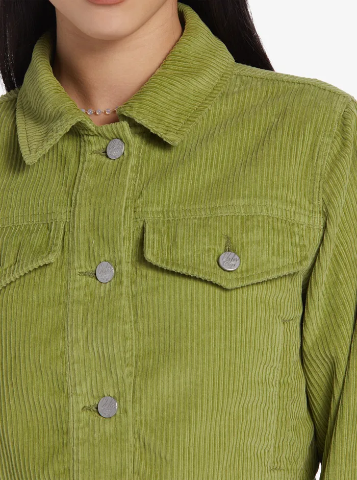 Roxy Jackets Chloe Kim Cropped Corduroy Jacket Iguana 8211 Womens