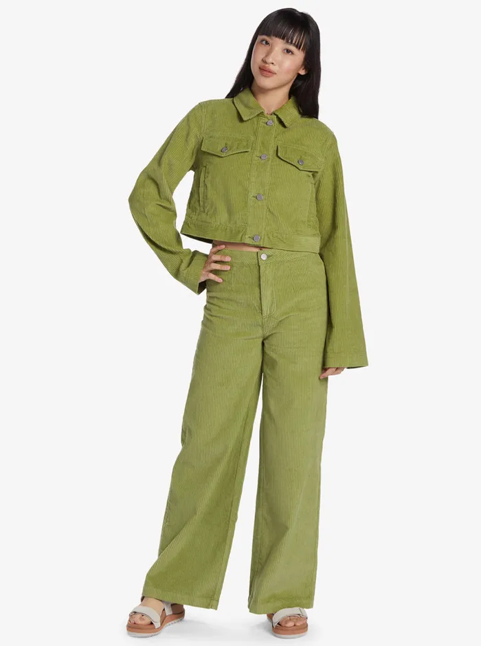 Roxy Jackets Chloe Kim Cropped Corduroy Jacket Iguana 8211 Womens