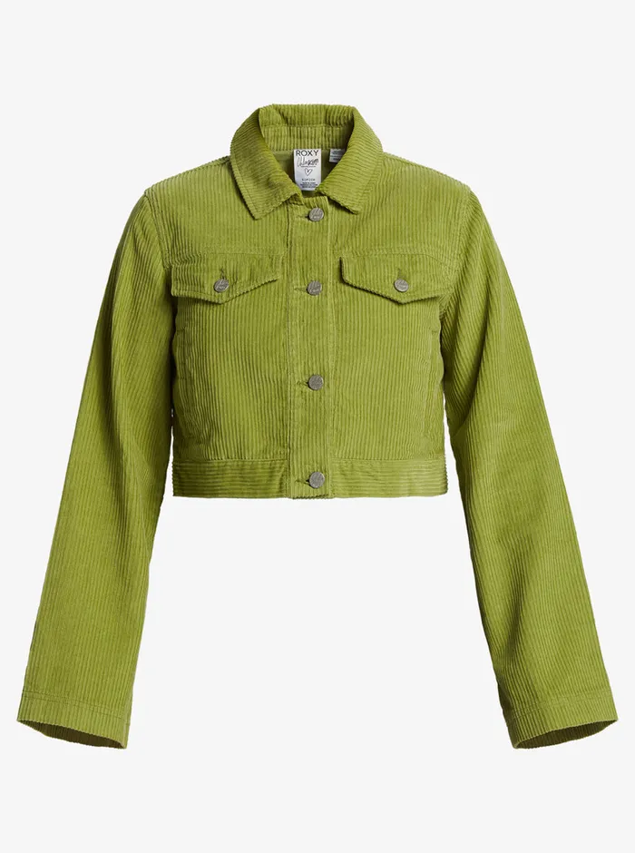 Roxy Jackets Chloe Kim Cropped Corduroy Jacket Iguana 8211 Womens