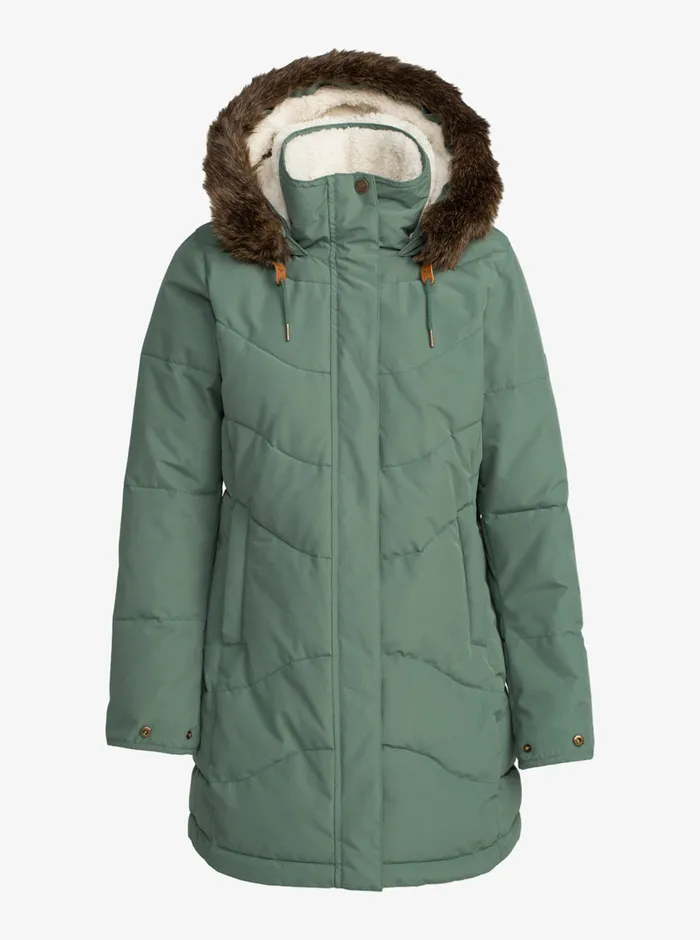 Roxy Jackets Ellie Longline Winter Jacket Dark Forest 8211 Womens