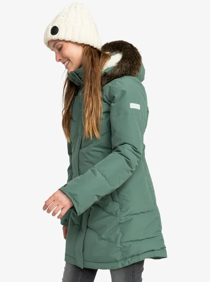 Roxy Jackets Ellie Longline Winter Jacket Dark Forest 8211 Womens