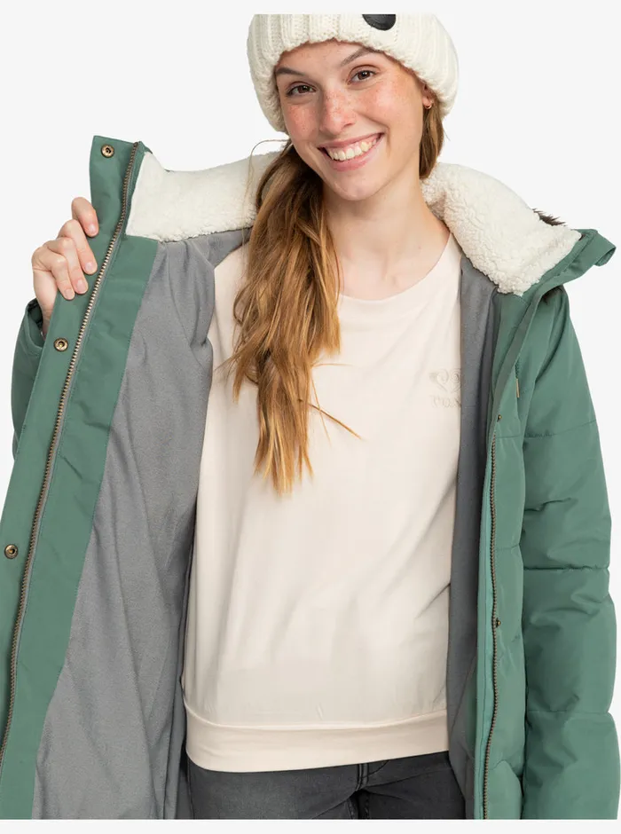 Roxy Jackets Ellie Longline Winter Jacket Dark Forest 8211 Womens