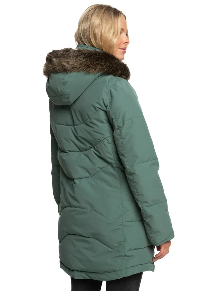 Roxy Jackets Ellie Longline Winter Jacket Dark Forest 8211 Womens