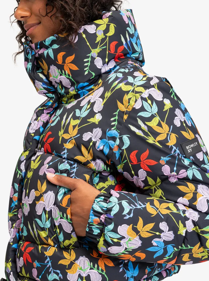 Roxy Jackets ROWLEY X Cropped Winter Bomber Jacket True Black Multifloral 8211 Womens