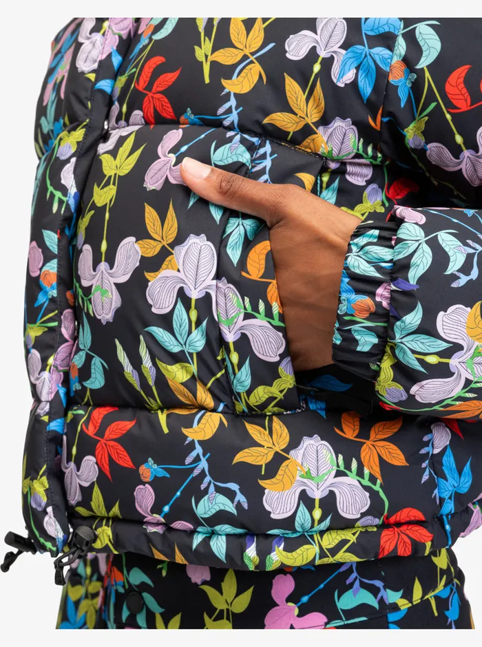 Roxy Jackets ROWLEY X Cropped Winter Bomber Jacket True Black Multifloral 8211 Womens