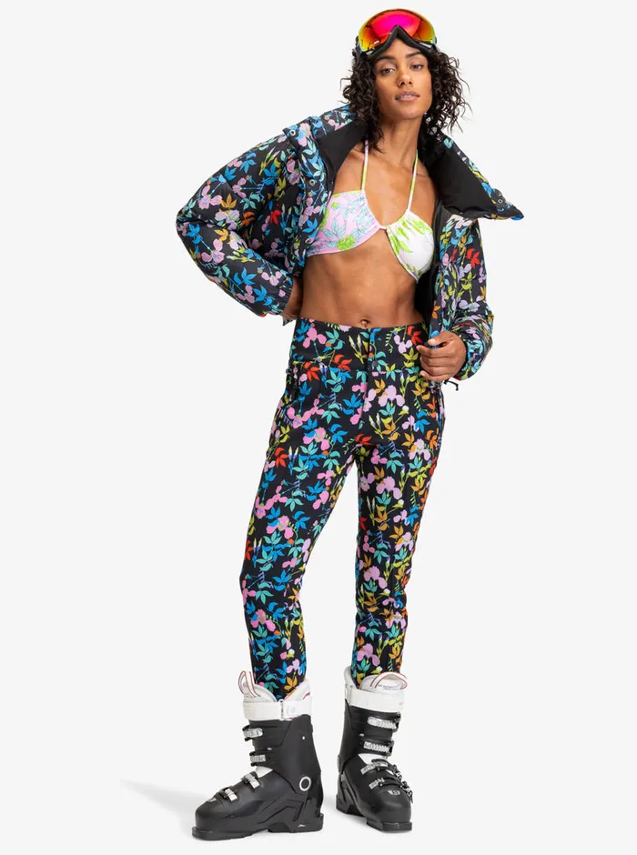 Roxy Jackets ROWLEY X Cropped Winter Bomber Jacket True Black Multifloral 8211 Womens
