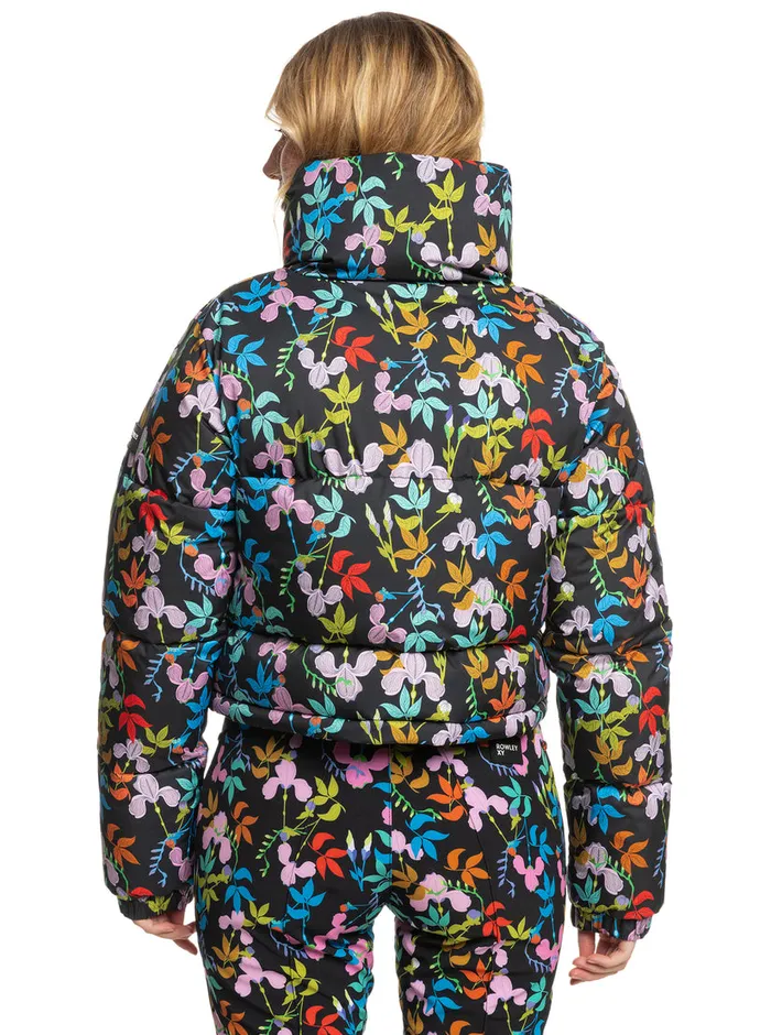 Roxy Jackets ROWLEY X Cropped Winter Bomber Jacket True Black Multifloral 8211 Womens