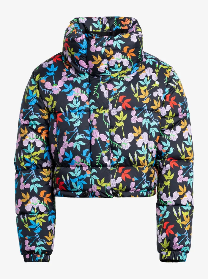 Roxy Jackets ROWLEY X Cropped Winter Bomber Jacket True Black Multifloral 8211 Womens