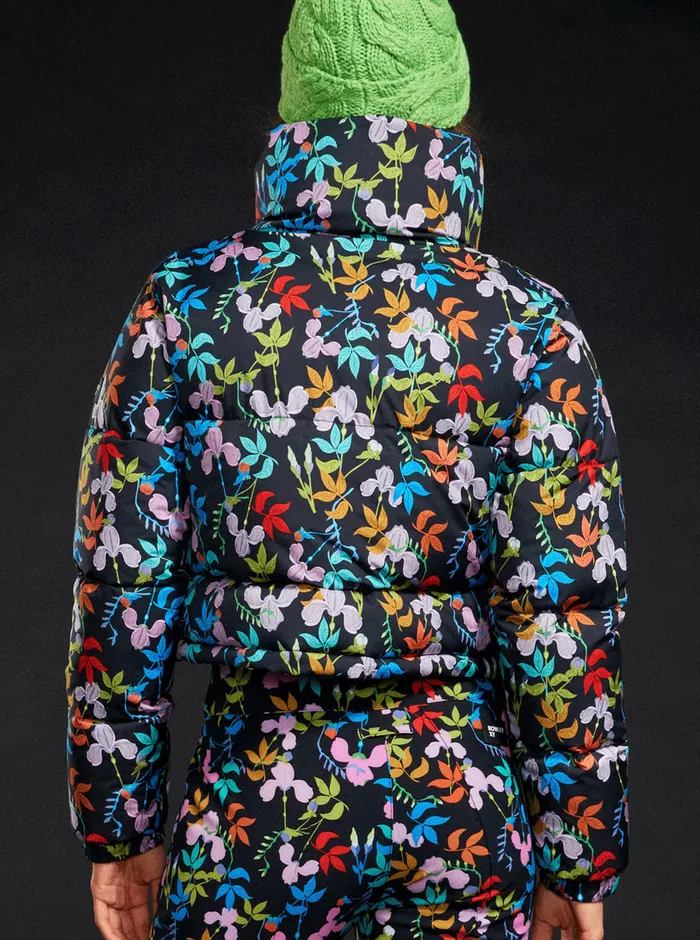 Roxy Jackets ROWLEY X Cropped Winter Bomber Jacket True Black Multifloral 8211 Womens