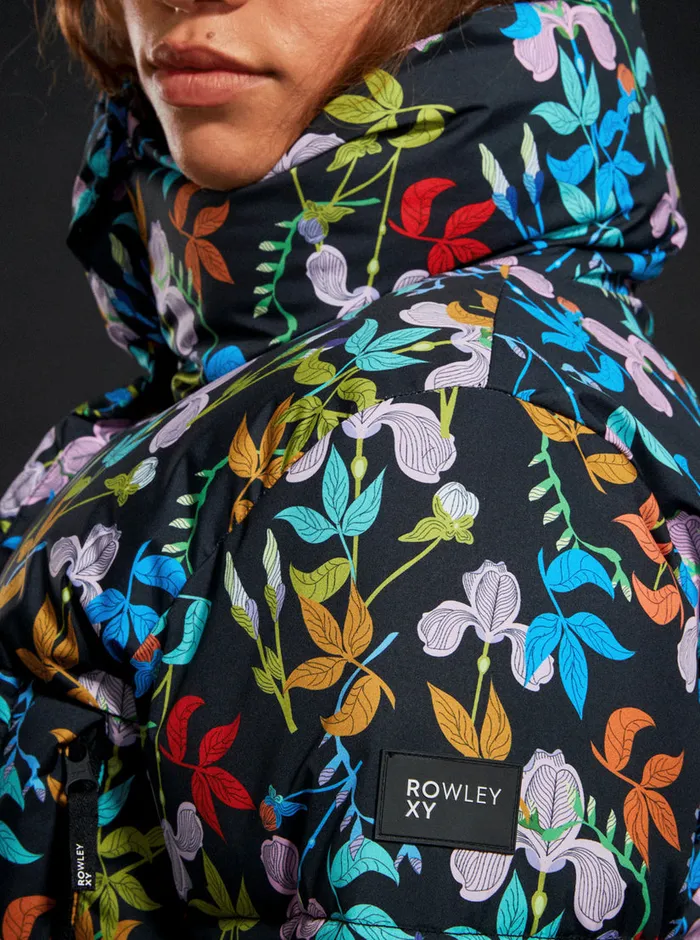 Roxy Jackets ROWLEY X Cropped Winter Bomber Jacket True Black Multifloral 8211 Womens