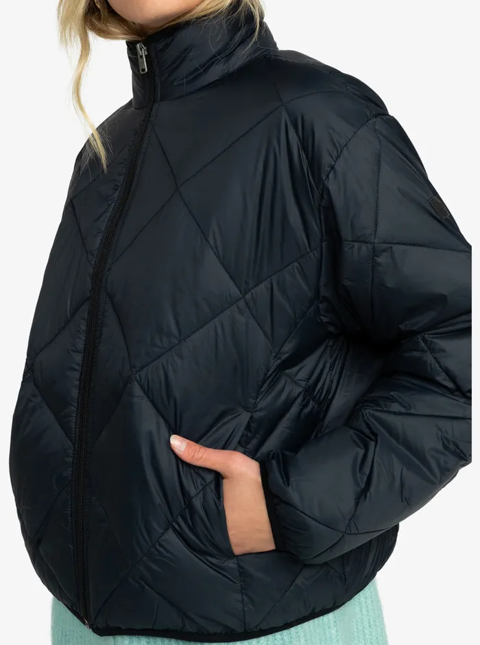 Roxy Jackets Wind Swept Lightweight Padded Packable Jacket Anthracite 8211 Womens