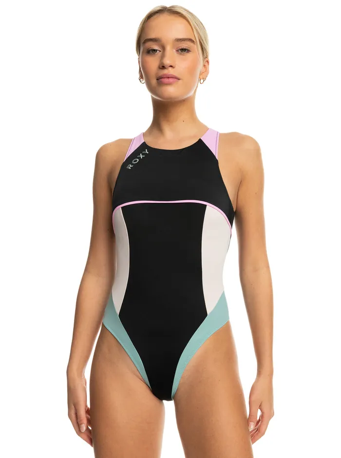 Roxy One Pieces Active Tech OnePiece Swimsuit Anthracite 8211 Womens