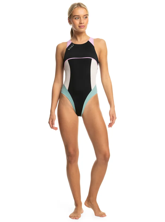 Roxy One Pieces Active Tech OnePiece Swimsuit Anthracite 8211 Womens