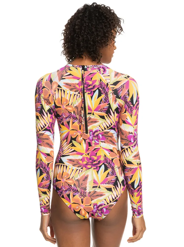 Roxy One Pieces Fashion Long Sleeve OnePiece Swimsuit Anthracite Hot Tropics Swim Ax 8211 Womens