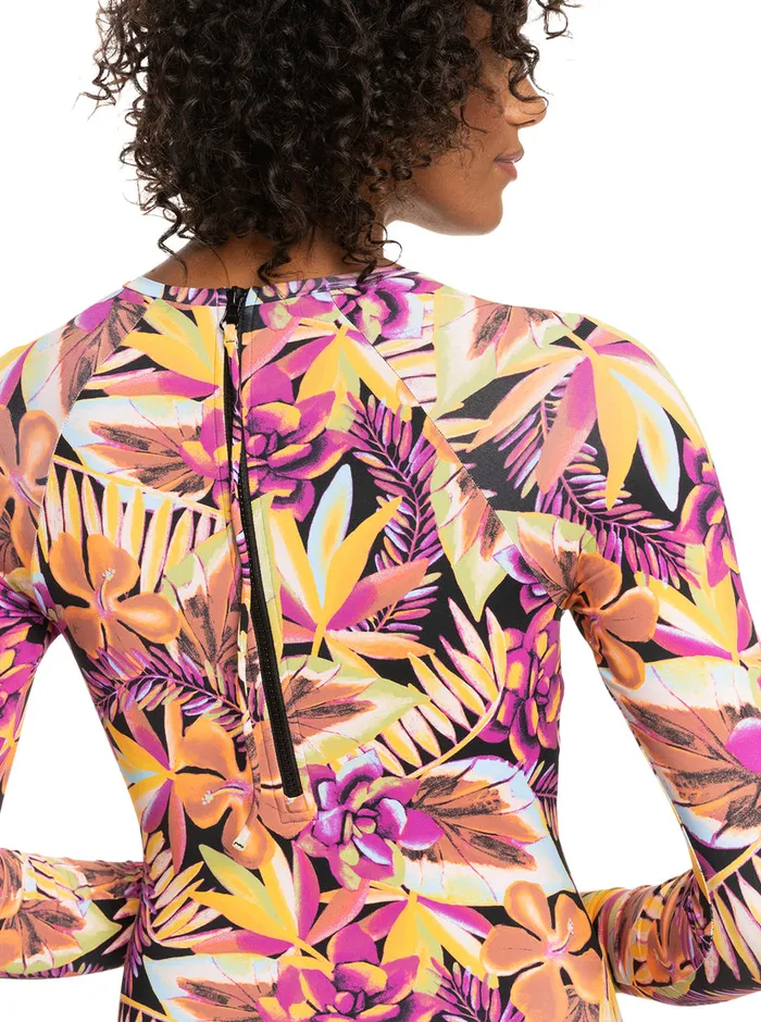 Roxy One Pieces Fashion Long Sleeve OnePiece Swimsuit Anthracite Hot Tropics Swim Ax 8211 Womens