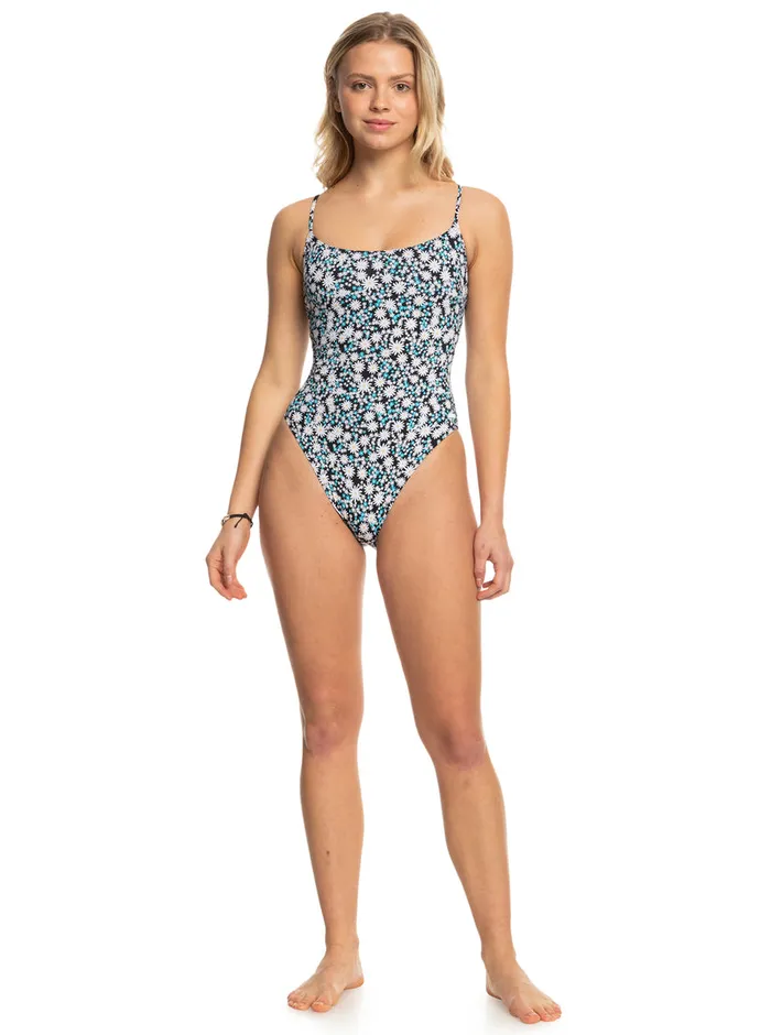 Roxy One Pieces Printed Beach Classics OnePiece Swimsuit Anthracite Cute Daisies 8211 Womens